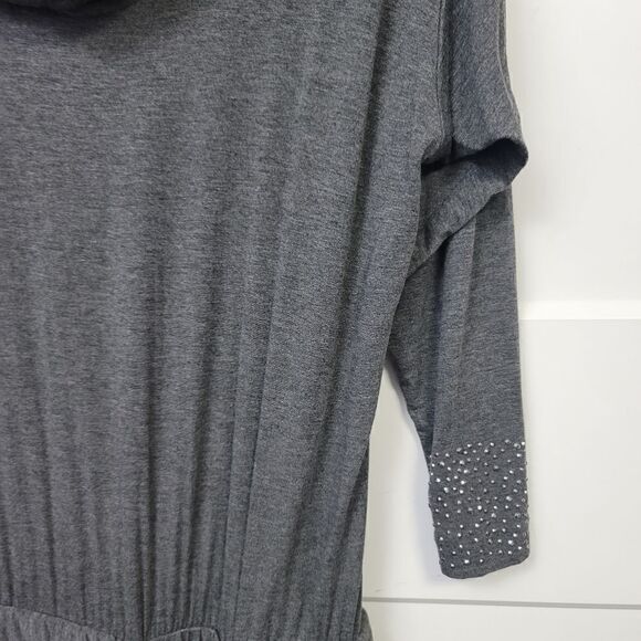 Cache cowl neck grey long sleeve dress, medium - Picture 10 of 12
